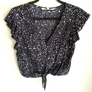 Cupcakes and Cashmere Navy Tie-Front Crop top - Size Small - NWT